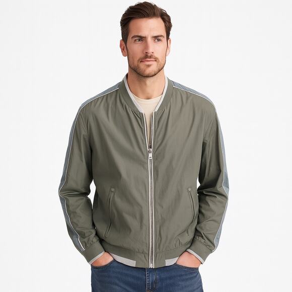 Hugo Boss Other - HUGO BOSS Green Label Bomber Jacket XL Olive Gray Green Zip Up‎ Lightweight